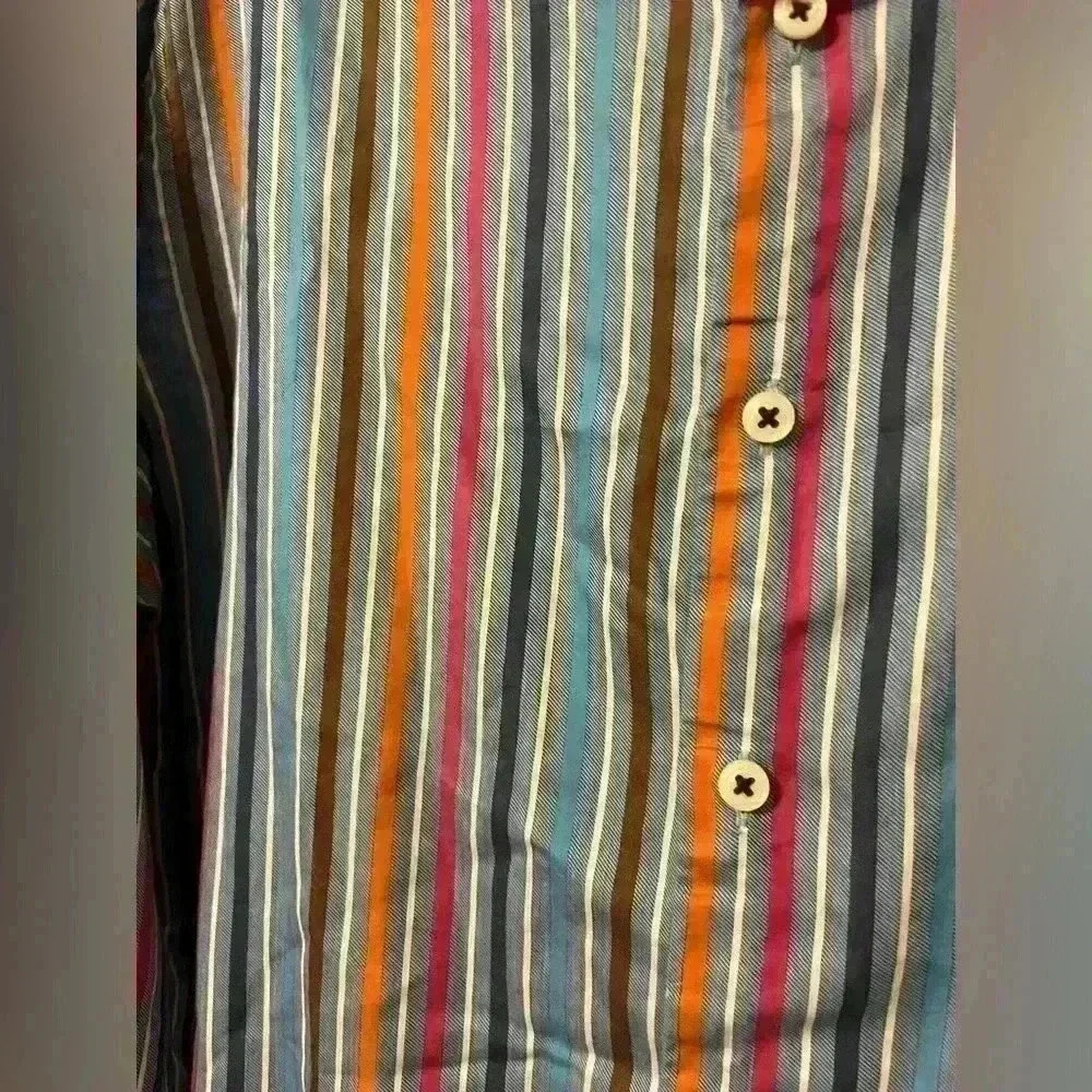 Peter Millar Striped 100% Cotton Button Down/Button Up Dress Shirt Size Medium - Picture 4 of 8
